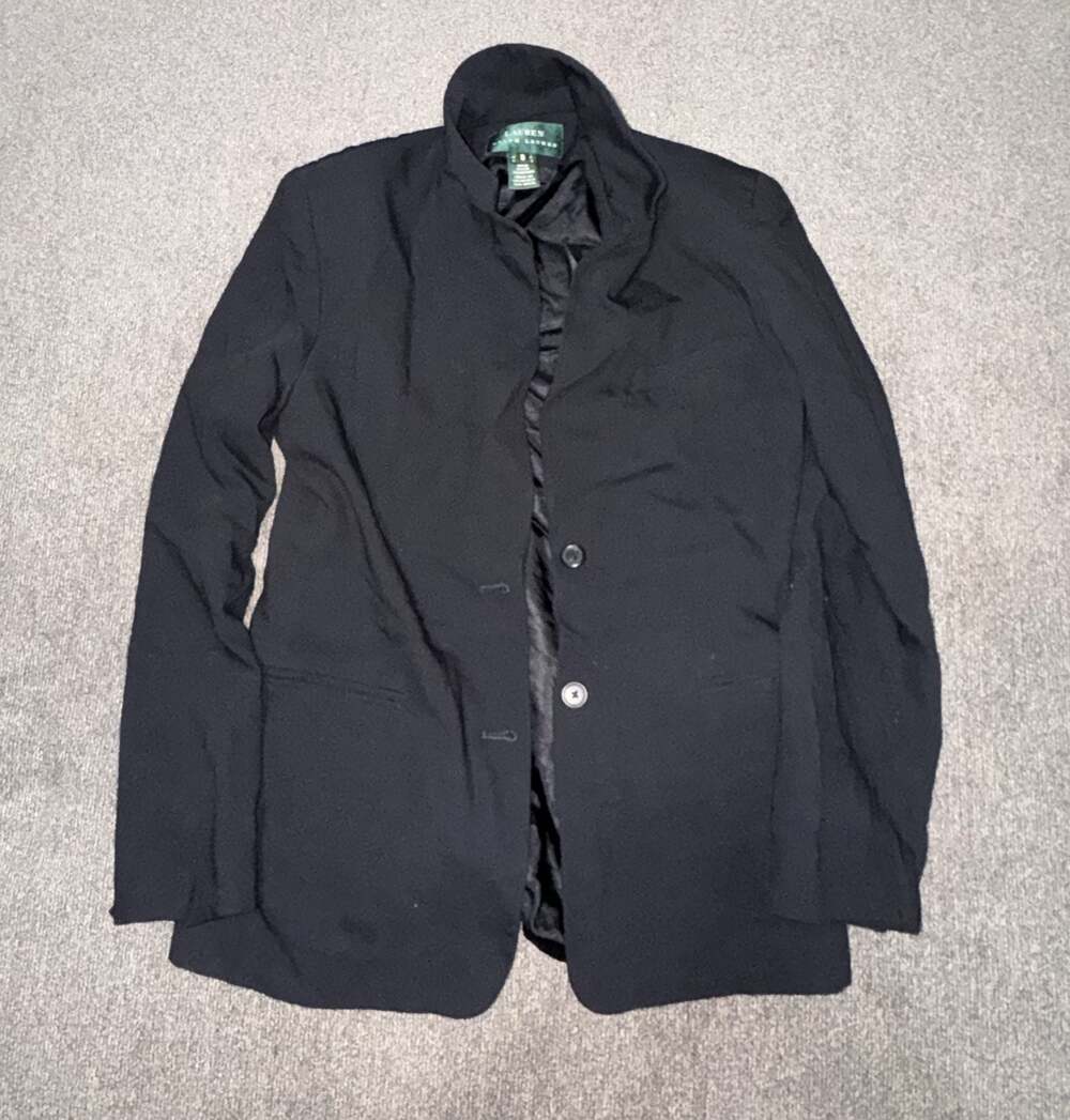 Lauren Ralph Lauren Black Viscose Wool Blend Blazer Jacket Size 8